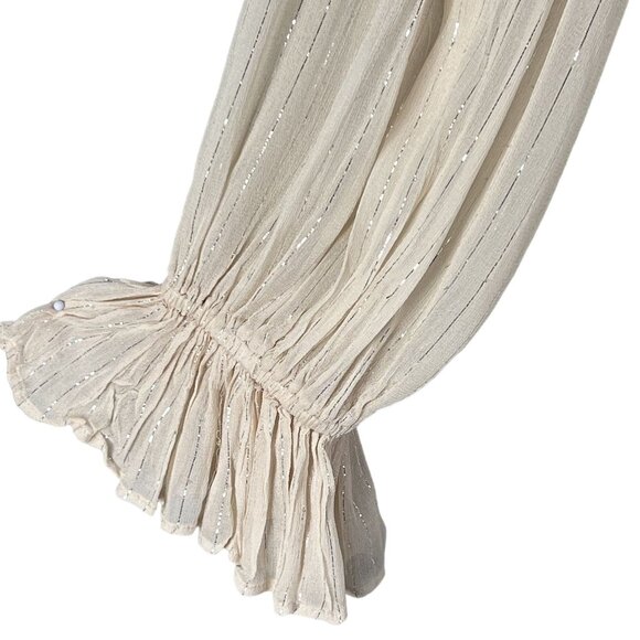 Anthropologie Maeve Wynn Metallic Striped Womens 8 Flowy Tunic Top Boho Peasant - Picture 6 of 16